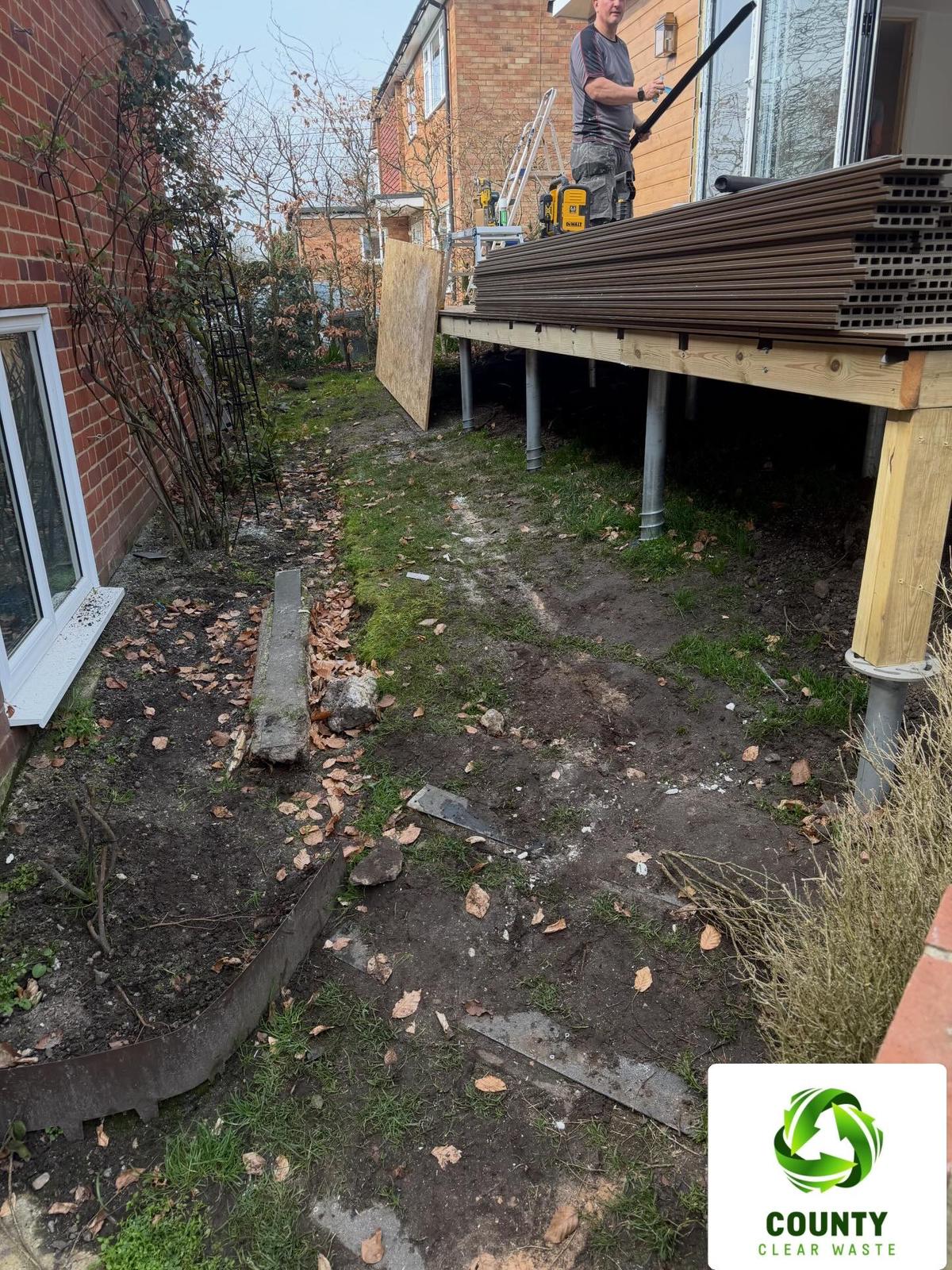 Garden debris before clearance by County Clear Waste